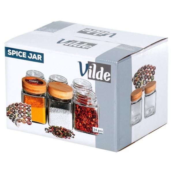 Набір для зберігання спецій, VILDE 24 шт (100 мл скляні баночки + 90 етикеток)