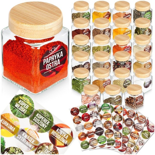Набір для зберігання спецій, VILDE 24 шт (100 мл скляні баночки + 90 етикеток)