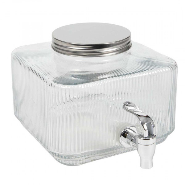 SŁÓJ SZKLANY 3l DO NAPOJÓW Z KRANIKIEM PŁASKI DO LODÓWKI