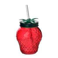 Szklany kubek Modern Kitchen 450 ml ze szklaną słomką do napojów