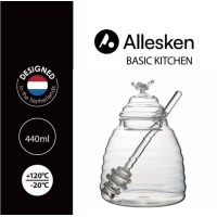 Скляний банку для мёду Basic Kitchen, 500 ml, з кришкою, для зручного зберігання меду, зручна ємність для домашнього запасу