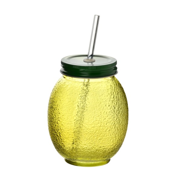 Kubek szklany Modern Kitchen ze słomką, 550 ml, do napojów