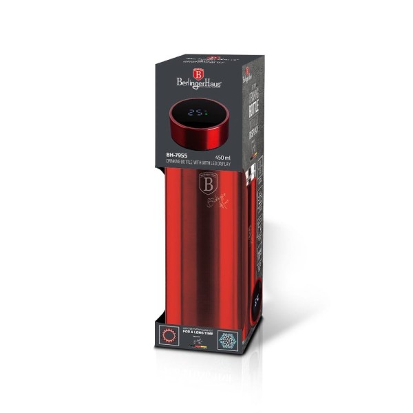 Termos termiczny Berlinger Haus Burgundy BH-7955 stalowy 0,45l z wskaźnikiem LED temperatury