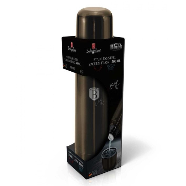 Термос для зберігання напоїв Berlinger Haus Metallic Line BH-6819, 1 л, чорний блискучий