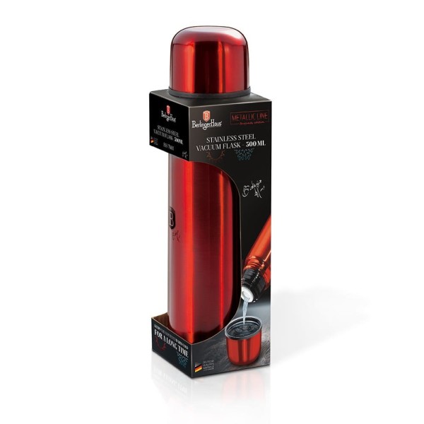 Термос металевий Berlinger Haus Metallic Line Burgundy 0.75 л для зберігання напоїв теплими або холодними