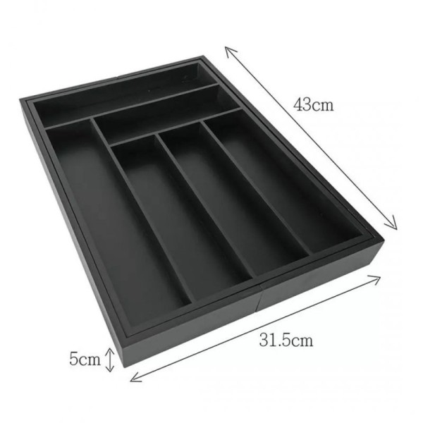 Organizer do szuflady, Kinghoff KH-1747, wkład bambusowy — czarny