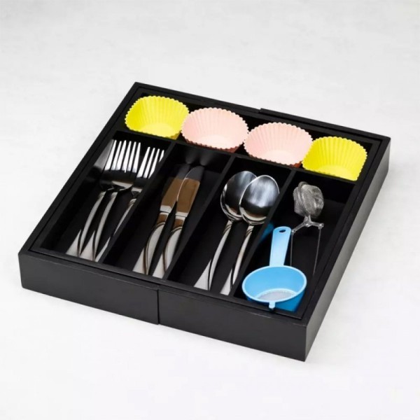 Organizer do szuflady, Kinghoff KH-1745, wkład bambusowy, czarny