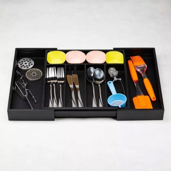 Organizer do szuflady, Kinghoff KH-1745, wkład bambusowy, czarny