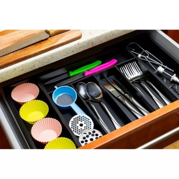 Organizer do szuflady, Kinghoff KH-1745, wkład bambusowy, czarny