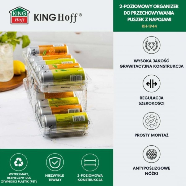 Organizer grawitacyjny, Kinghoff KH-1944, na puszki do szafki, regulowany