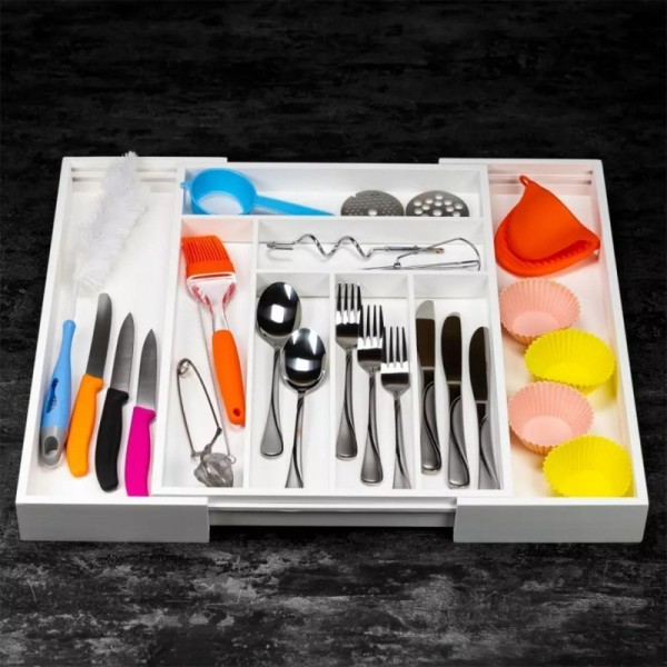 Organizer do szuflady KingHoff KH-1748 wkład bambusowy biały