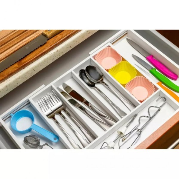 Organizer do szuflady, Kinghoff KH-1746 — wkład bambusowy, biały