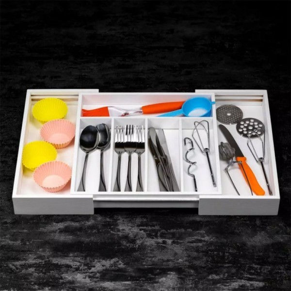 Organizer do szuflady, Kinghoff KH-1746 — wkład bambusowy, biały