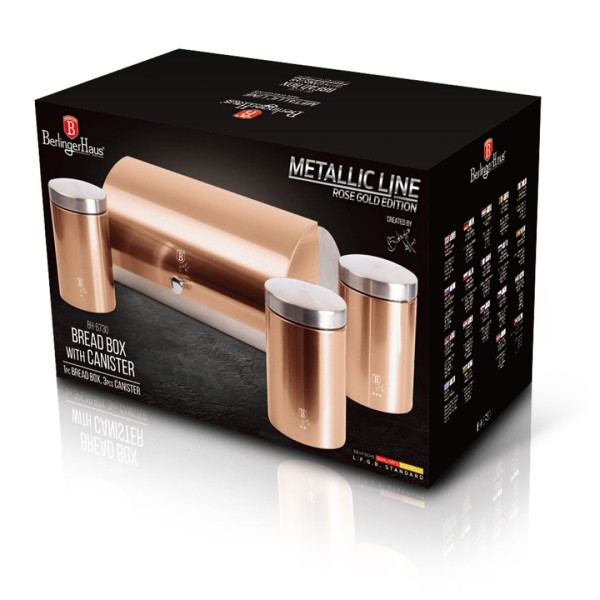 Chlebak Berlinger Haus BH-6730 Rose Gold z zestawem pojemników do przechowywania żywności