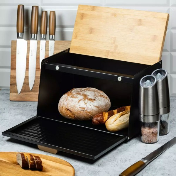 Chlebak Klausberg KB-7467 stalowo-drewniany dwustronny do przechowywania pieczywa