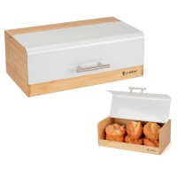 Chlebak bambusowy E-6068 biały pojemnik na pieczywo do kuchni