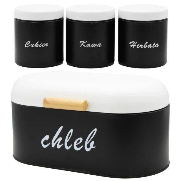 Chlebak, Brunbeste, BB-2669, металевий, малий, з 3 контейнерами для кави, чаю, цукру та спецій, застосування: для зручного зберігання та сервування на кухні
