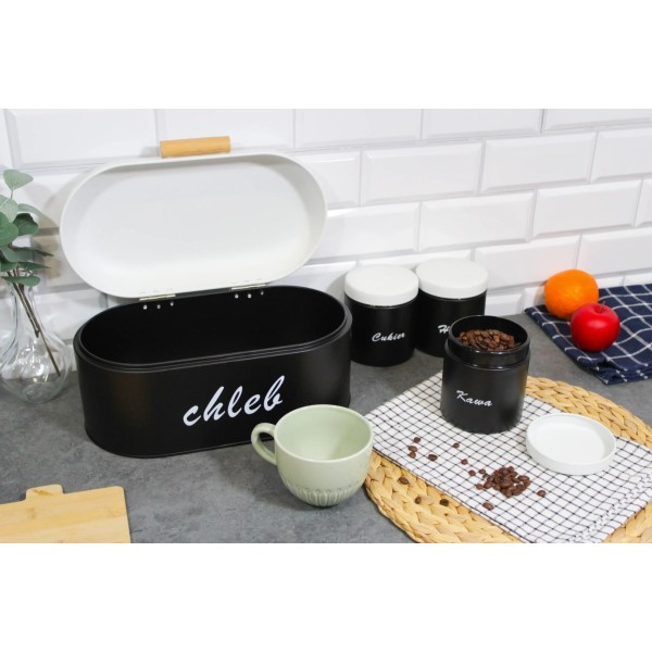 Chlebak, Brunbeste, BB-2669, металевий, малий, з 3 контейнерами для кави, чаю, цукру та спецій, застосування: для зручного зберігання та сервування на кухні