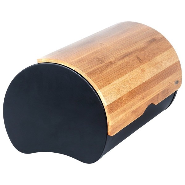 Chlebak stalowy VILDE 259625, pojemnik na pieczywo, 38x24x20 см, czarny, drewniane wzmocnienia, kuchnia, Wyposażenie kuchni / Przechowywanie żywności / Chlebaki