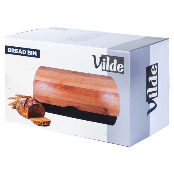 Chlebak stalowy VILDE 259625, pojemnik na pieczywo, 38x24x20 см, czarny, drewniane wzmocnienia, kuchnia, Wyposażenie kuchni / Przechowywanie żywności / Chlebaki