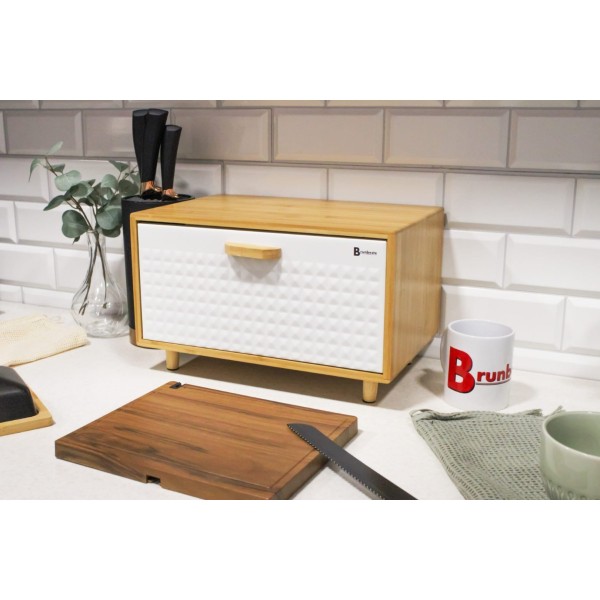 Хлібниця Brunbeste BB-4251 бамбукова, для зберігання хліба, біла