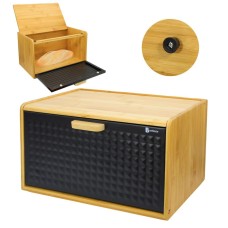 Chlebak Brunbeste BB-4256 bambusowy pojemnik na pieczywo czarny do kuchni