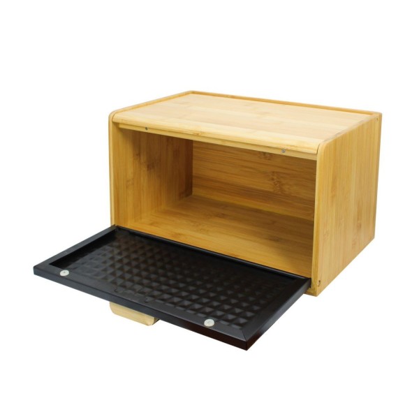 Chlebak Brunbeste BB-4256 bambusowy pojemnik na pieczywo czarny do kuchni