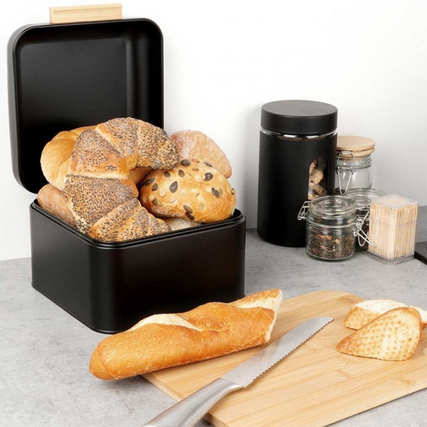 MINI CHLEBAK STALOWY POJEMNIK NA PIECZYWO 229307 CZARNY