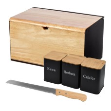 Chlebak dwustronny stal bambusowy, BRUNBESTE BB-2698, pojemniki na przyprawy, nóż do chleba, Chlebaki, Wyposażenie kuchni / Przechowywanie żywności / Chlebaki