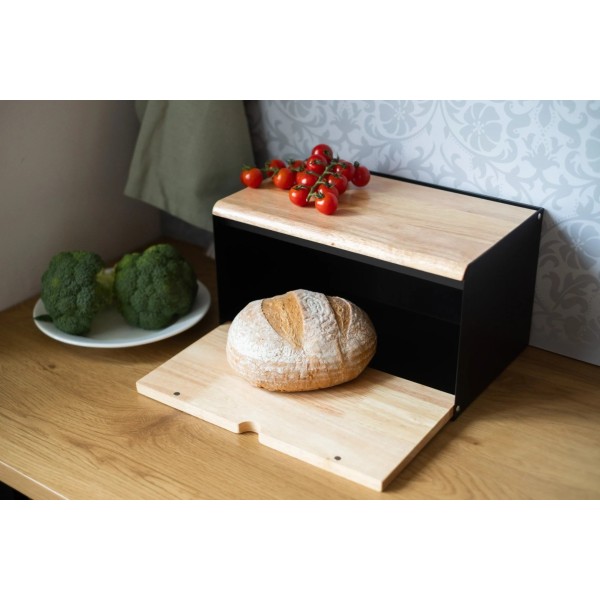 Chlebak dwustronny stal bambusowy, BRUNBESTE BB-2698, pojemniki na przyprawy, nóż do chleba, Chlebaki, Wyposażenie kuchni / Przechowywanie żywności / Chlebaki