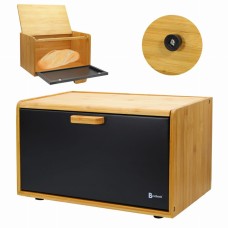 Chlebak Brunbeste BB-4254 czarny pojemnik na pieczywo z bambusa do kuchni