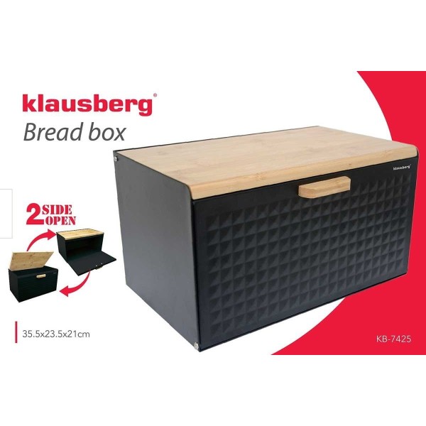 Chlebak Klausberg KB-7425 dwustronny stalowo-drewniany do przechowywania pieczywa