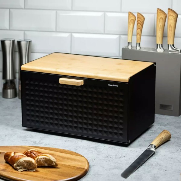 Chlebak Klausberg KB-7425 dwustronny stalowo-drewniany do przechowywania pieczywa