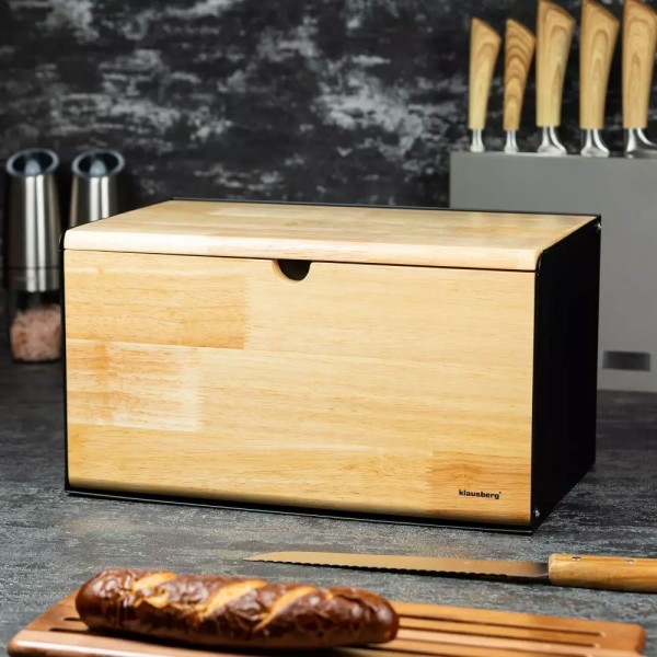 Chlebak Klausberg KB-7386 stalowo-drewniany do przechowywania pieczywa