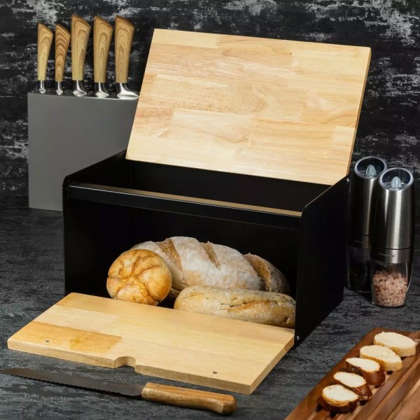 Chlebak Klausberg KB-7386 stalowo-drewniany do przechowywania pieczywa