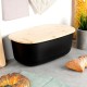 Chlebak z deską do krojenia bambusową Czarny, VILDE 259176, 39x23.5x15.5 см, wyposażenie kuchni, chlebaki, do przechowywania pieczywa