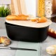 Chlebak z deską do krojenia bambusową Czarny, VILDE 259176, 39x23.5x15.5 см, wyposażenie kuchni, chlebaki, do przechowywania pieczywa