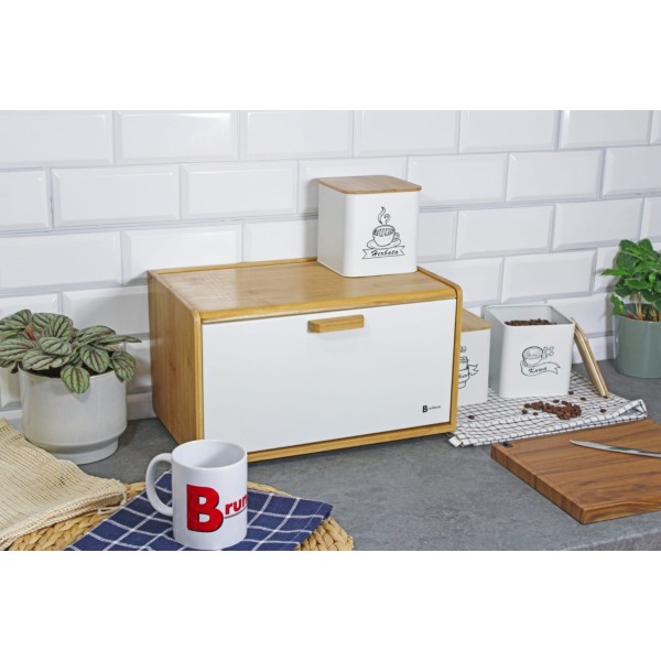 Хлебниця Brunbeste BB-4255 бамбуковий контейнер для зберігання хліба біла