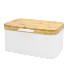 Хлібниця Kuchenprofi 4260 сталевий корпус біла дерев'яна кришка для зберігання хліба