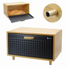 Chlebak Brunbeste BB-4250 czarny pojemnik na pieczywo bambusowy do kuchni