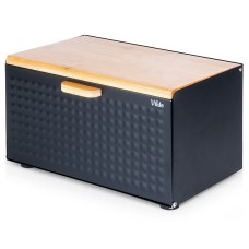 Chlebak, VILDE, 259619, metalowy pojemnik na chleb z drewnianą pokrywą i czarną podwójną pokrywą, 35.5×22×20.5 cm, Wyposażenie kuchni / Przechowywanie żywności / Chlebaki