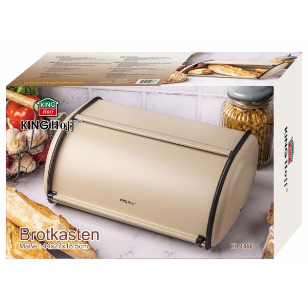 Chlebak Kinghoff KH-1866 stalowy matowy 44 cm beżowy do przechowywania pieczywa