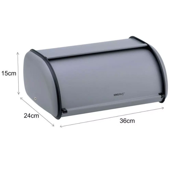 Chlebak Kinghoff KH-1751 stalowy mały 36 cm szary do przechowywania pieczywa