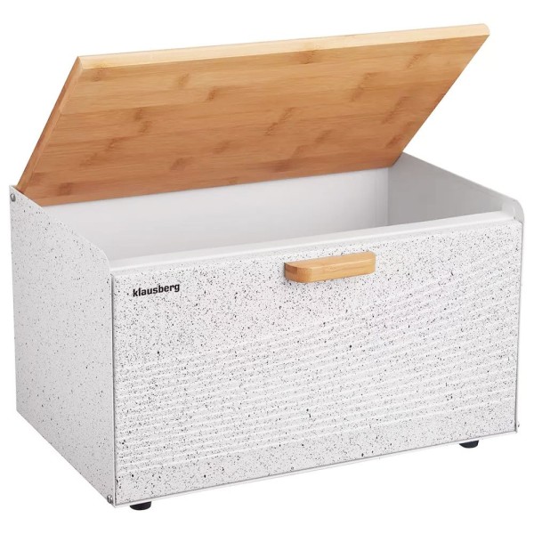Chlebak Klausberg KB-7466 dwustronny stalowo-drewniany biały do przechowywania chleba