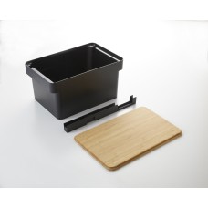 Chlebak Tower czarny z kieszenią na nóż — pojemnik na pieczywo