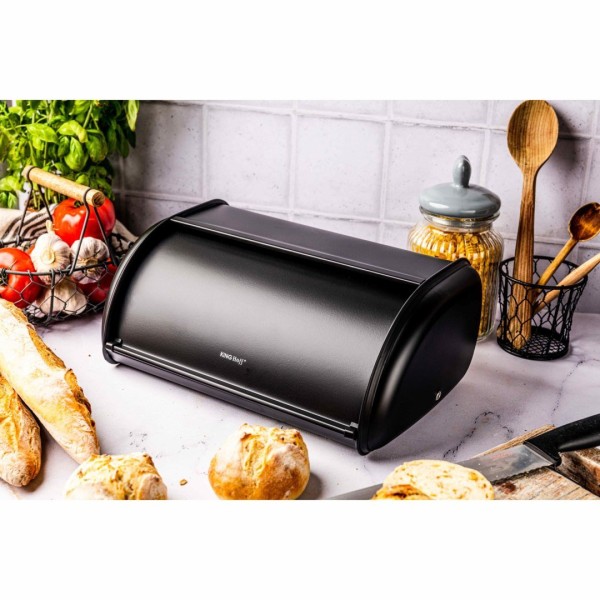 Chlebak Kinghoff KH-1834 stalowy matowy czarny 44 cm do przechowywania chleba