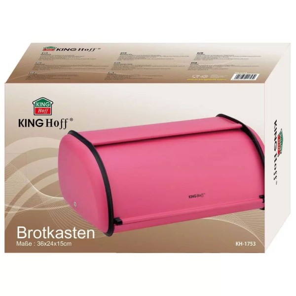 Chlebak Kinghoff KH-1753 stalowy mały 36 cm czerwony do przechowywania pieczywa