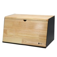Chlebak dwustronny bambusowy stal pojemnik na chleb skośny, BRUNBESTE BB-4258, czarny