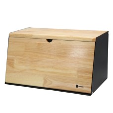 Chlebak dwustronny bambusowy stal pojemnik na chleb skośny, BRUNBESTE BB-4258, czarny
