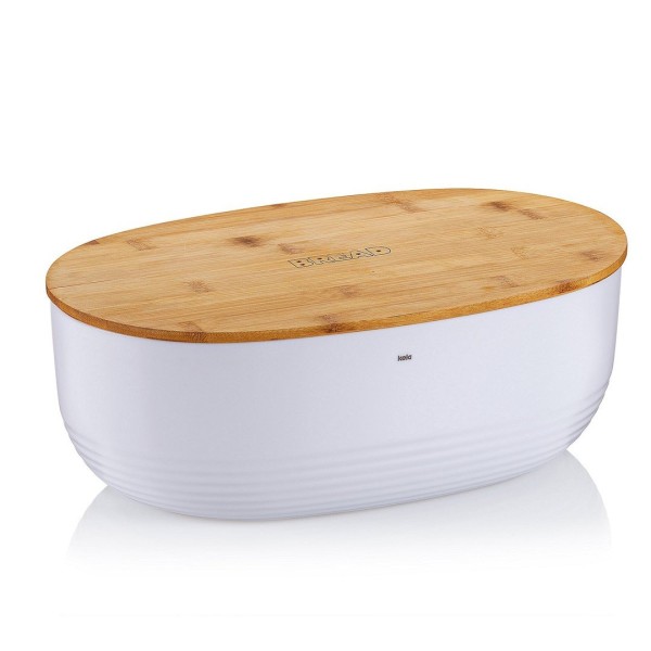 Хлібниця KELA Namur, бамбукова кришка, біла — для зберігання хліба на кухні
